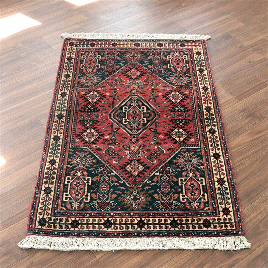 【15%OFFクーポン対象】六角メダリオン 部族絨毯 125×82cm カシュカイ族の手織りラグ カシュクーリ 121,000円
