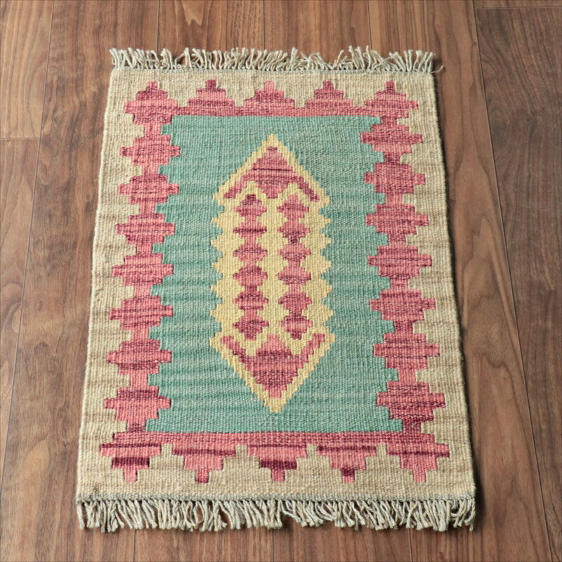 【15%OFFクーポン対象】手織りキリム イラン南部シラーズ 64×45cm ウール100% 一点もの