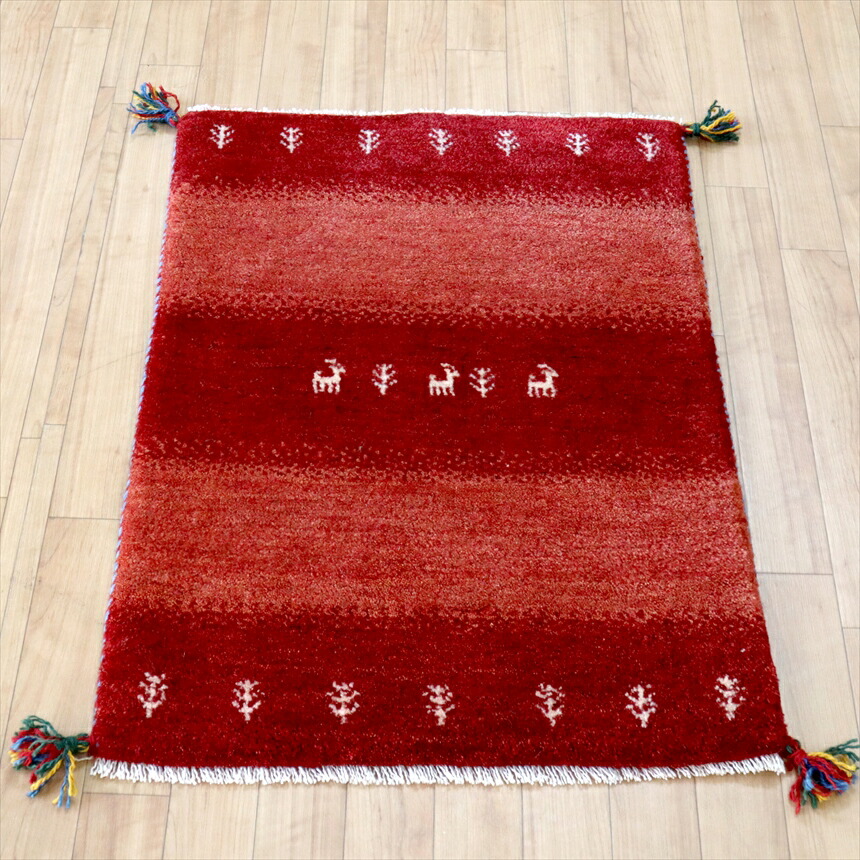 ギャベ イラン産 62×92 K-32 楽天市場】ギャベ イラン産手織り 92×61cm 玄関マット グリーン
