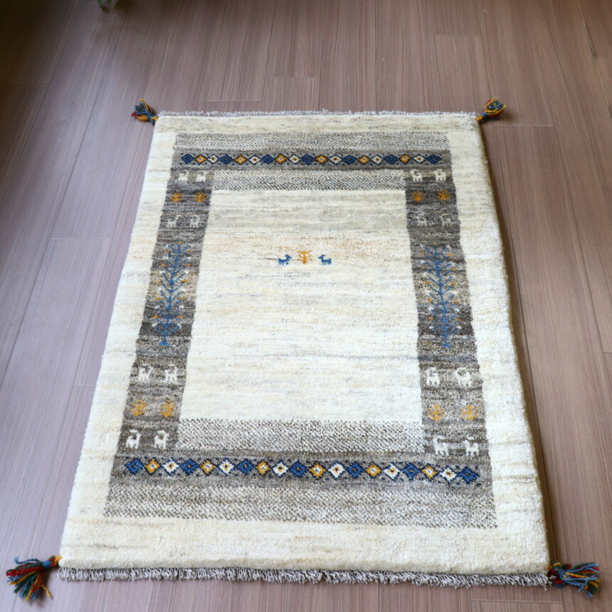 ギャッベ　リズバフト　細かい織　ペルシャ　手織り　原毛　ブラウン　アクセントラグ ギャッベリズバフト細かい織ペルシャ手織り原毛ブラウンアクセントラグ