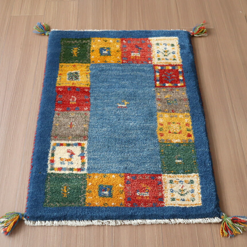 楽天市場】ギャッベ 玄関マットサイズ 88×62cm グリーン : ガラタ