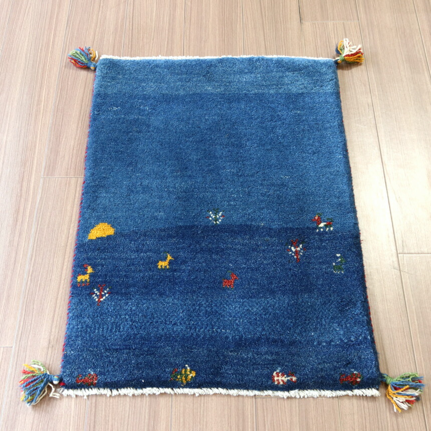 ギャベ イラン産 62×92 K-32 楽天市場】ギャベ イラン産手織り 92×61cm 玄関マット グリーン