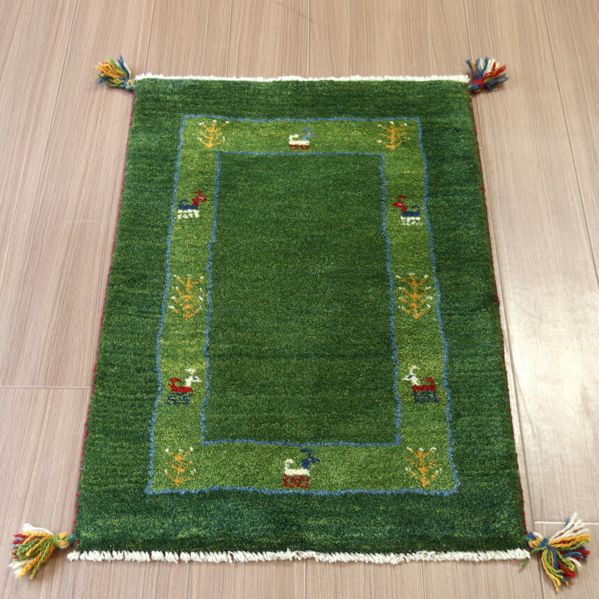 楽天市場】ギャッベ 玄関マットサイズ 88×62cm グリーン : ガラタ