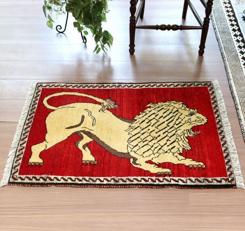 楽天市場】ライオンギャベ 147×100 NRT-GAB-129758 イランギャッベ : NORTE