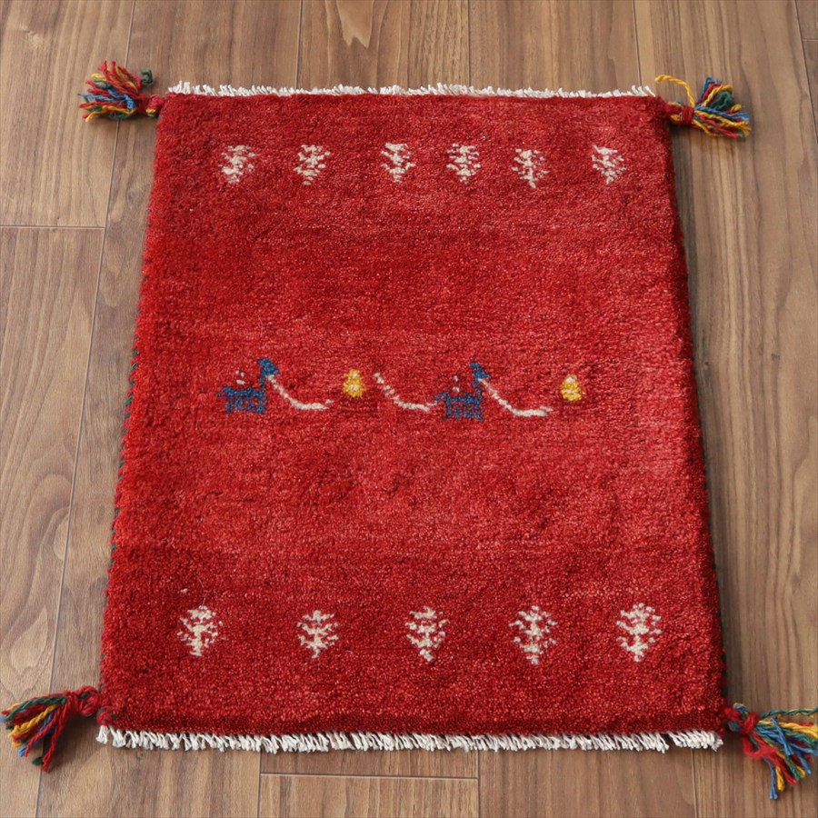 ギャッベ ミニギャベ イラン産 58&times;45cm レッド ラクダと生命の樹｜ガラタバザール（キリム＆ラグ）