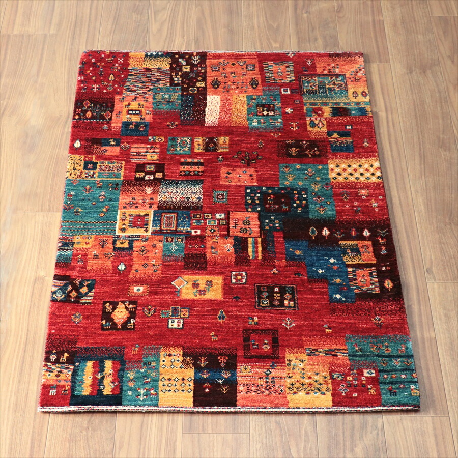 【15%OFFクーポン対象】ギャッベ ノウバフト Nowbaft 129×88cm ステンドグラスのようなモザイク