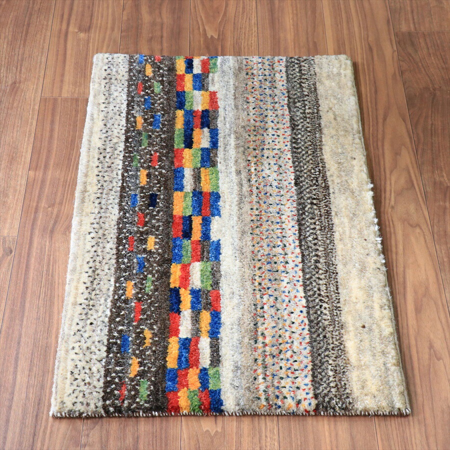 【15%OFFクーポン対象】ギャッベ ノマド 横長玄関マット 90×56cm 幾何学タイル　グラデーション