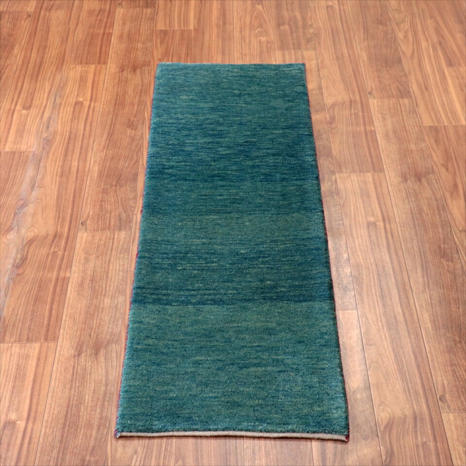 【15%OFFクーポン対象】ギャッベ　ノマド/Nomad　細長ランナー 150×53cm ブルーグリーン