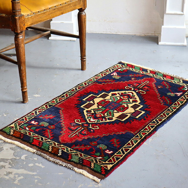 【15%OFFクーポン対象】トルコ絨毯 ヤストゥク トライバルラグ103×60cm ウスパルタ