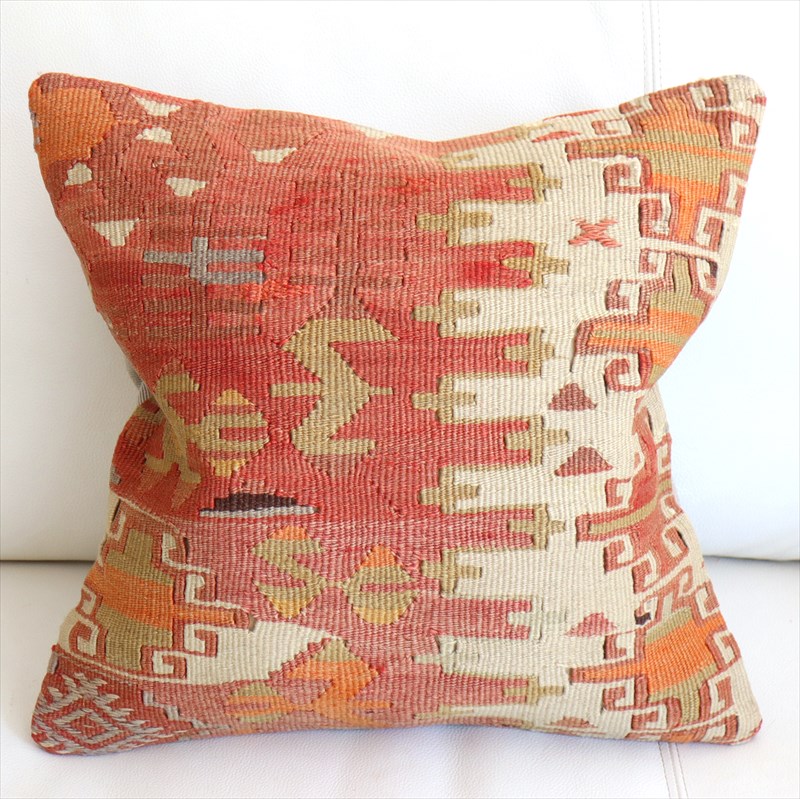 【15%OFFクーポン対象】オールドキリム クッションカバー 40×40cm カイセリ チフカナット Old Kiilim Cushion