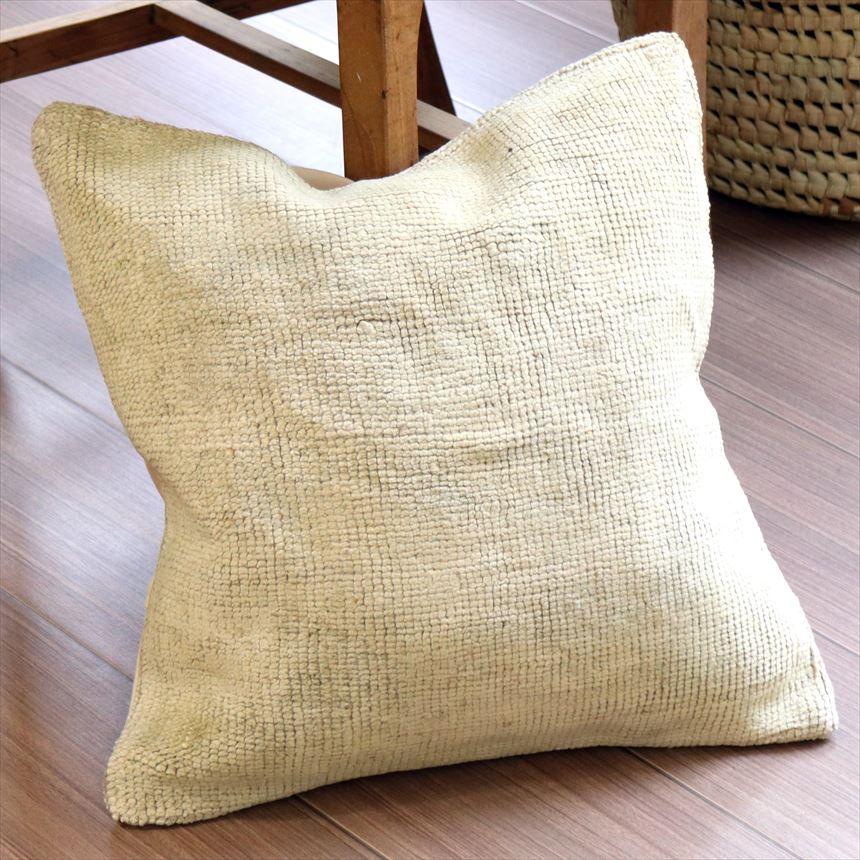 【15%OFFクーポン対象】ヴィンテージラグ クッションカバー 41×40cm トルコ絨毯・ブリーチしたアンティーク加工