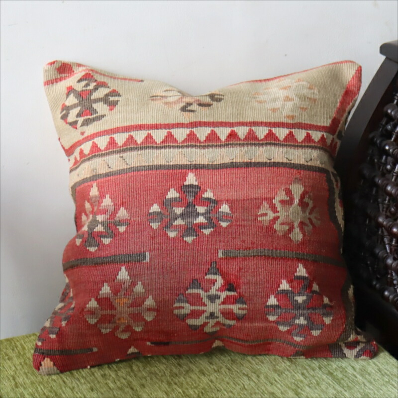 楽天市場】オールドキリム クッションカバー 40×40cm 3枚セット レッド