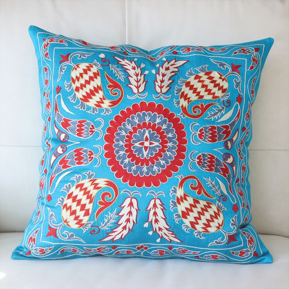 楽天市場】スザンニ クッションカバー/ウズベキスタン シルクの手刺繍