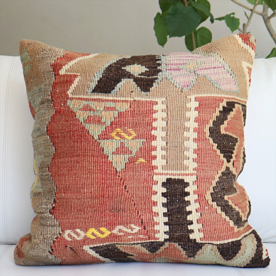 オールドキリムクッションカバー50cm角サイズ/Turkish Kilim Cushion カイセリ｜ガラタバザール（キリム＆ラグ）