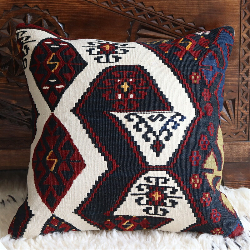 オールドキリム クッションカバー 40cmサイズ Old Kilim Cushion マラテヤ｜ガラタバザール（キリム＆ラグ）