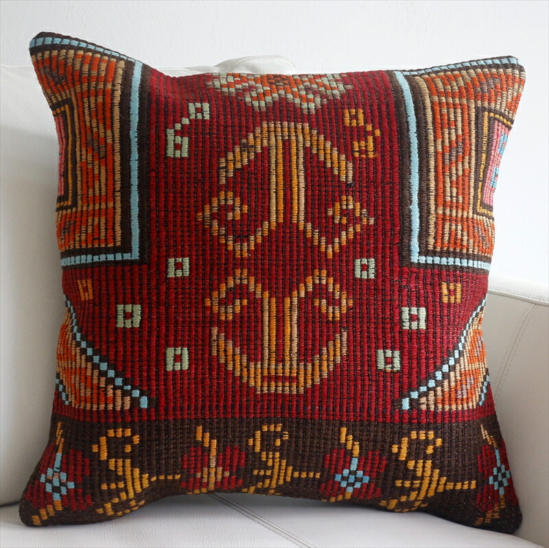 楽天市場】オールドキリム クッションカバー 40×40cm 3枚セット レッド