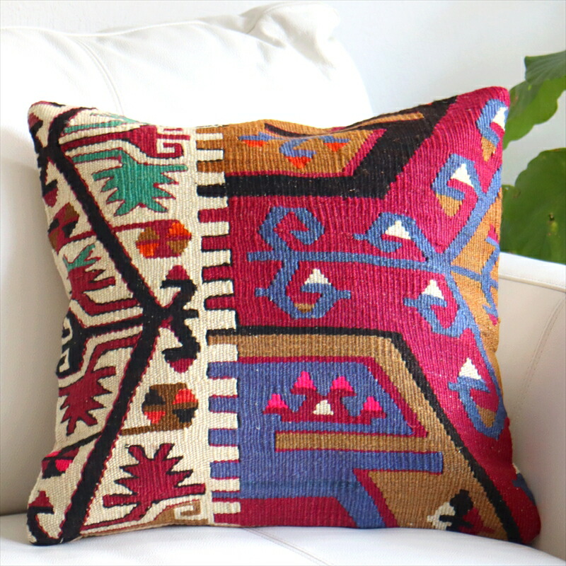 楽天市場】オールドキリム クッションカバー 40×40cm 3枚セット レッド