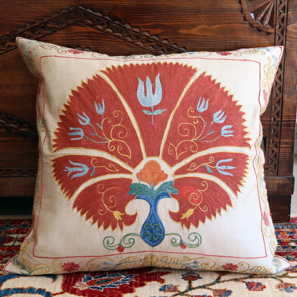 楽天市場】スザンニ クッションカバー/ウズベキスタン45×41cm シルクの