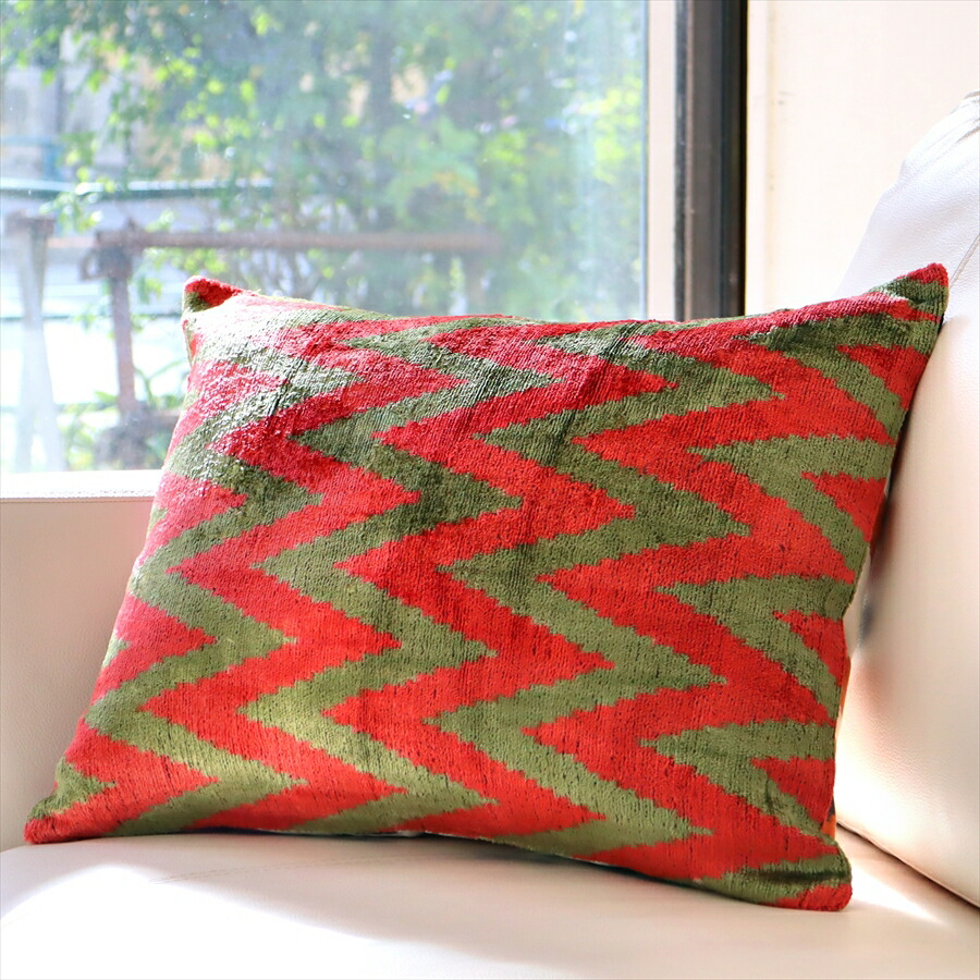 ウズベキスタン アトラス ベルベット・イカットクッションカバー szm1506.jpg