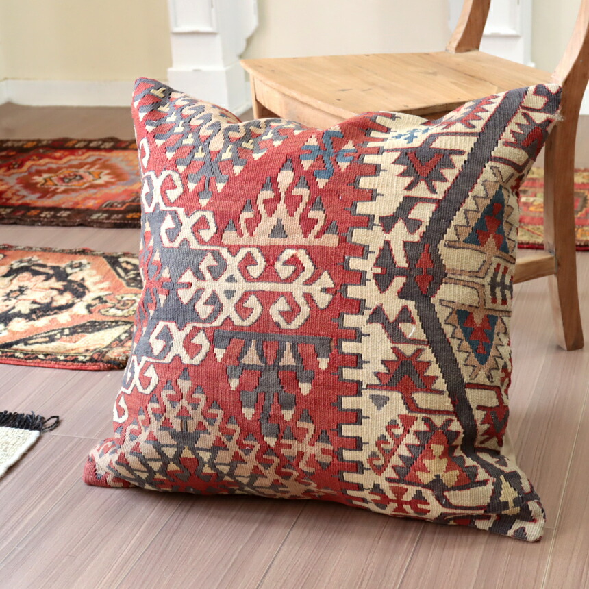 ビンテージラグ　トルコラグ　オールドキリム　クッションカバー 楽天市場】キリムクッションカバー 60cm オールドキリム59×58cm