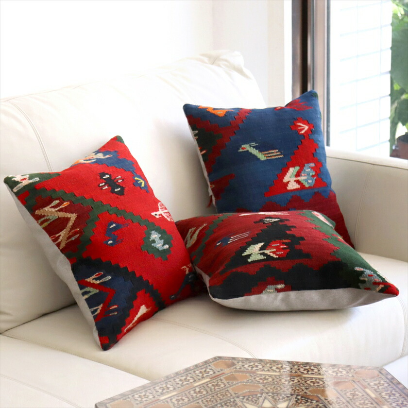 楽天市場】オールドキリム クッションカバー3枚セット 40角 2個 60角 1