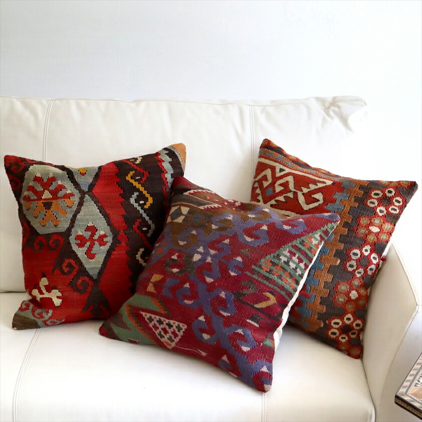 楽天市場】オールドキリム クッションカバー 40×40cm 3枚セット