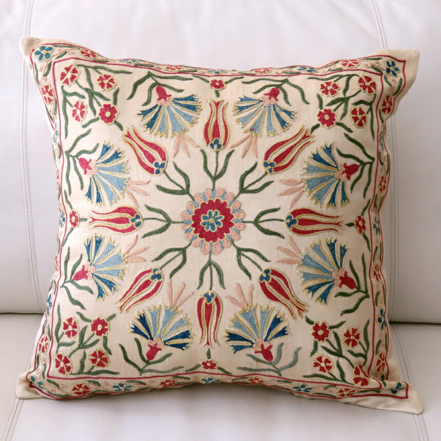 ヴィンテージ ピケドプロヴァンス チューリップ 百合風 花織肉厚クッションカバー 金鵄 クッションカバー 45x45cm ルカ 綿100％ ワッフル織り