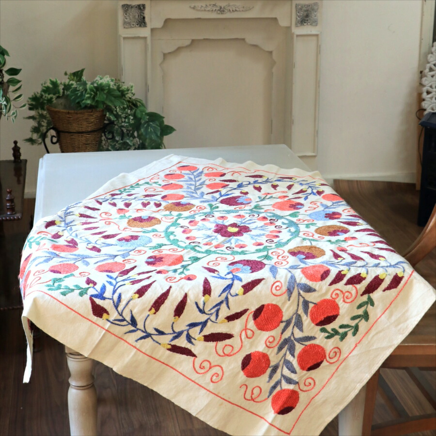 楽天市場】【1点もの】スザニ刺繍 手刺繍 クロス ザクロ 花 太陽