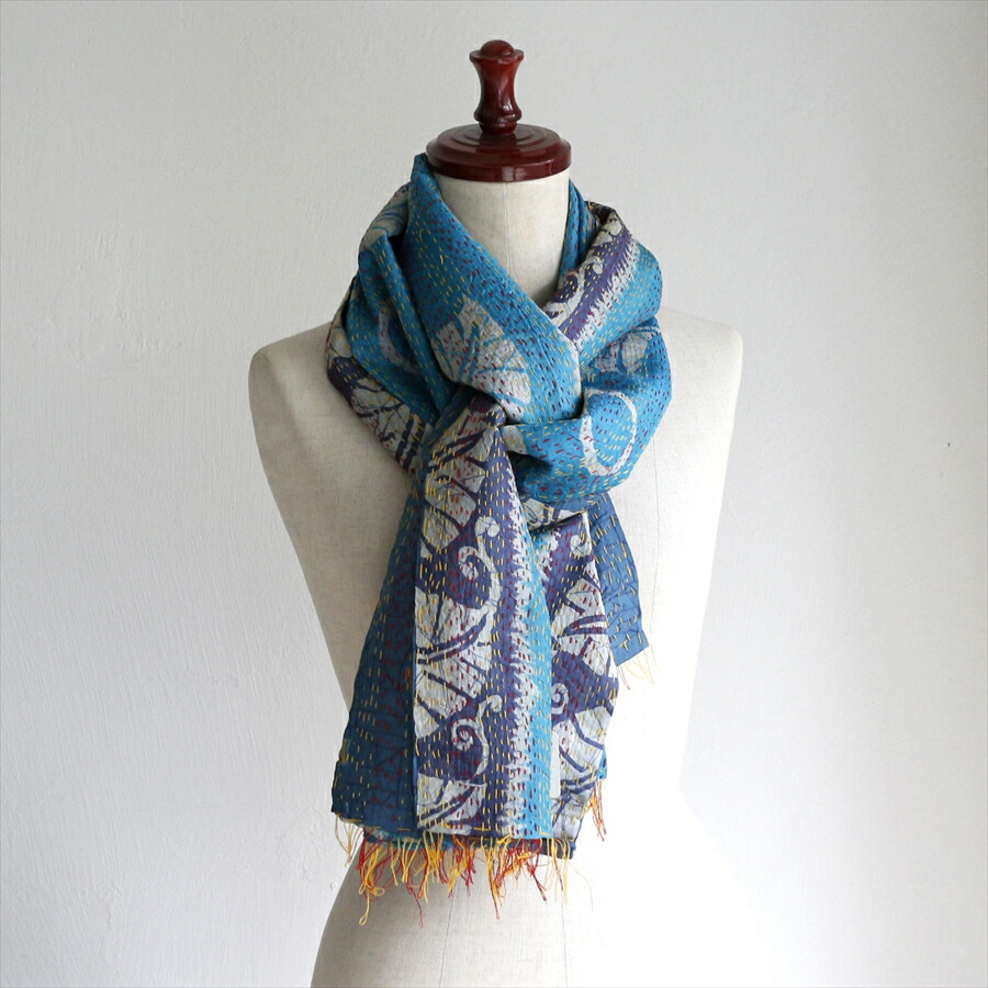 楽天市場】カンタ刺繍 シルクストール インド リサイクルサリー 212