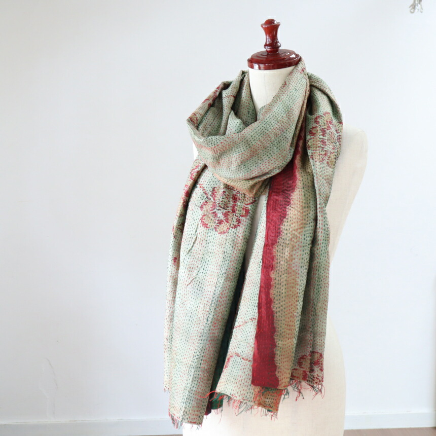 楽天市場】カンタ刺繍 シルクストール 216×85cm幅広 リサイクル