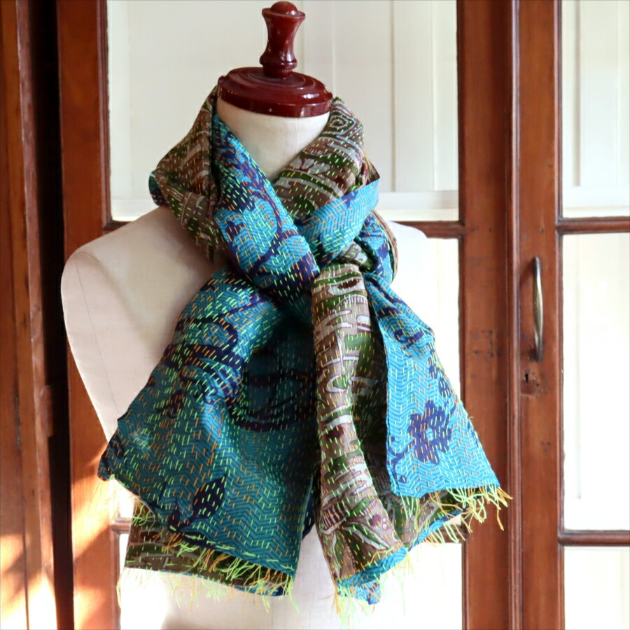 楽天市場】【10%OFFクーポン対象】カンタ刺繍 シルクストール インド