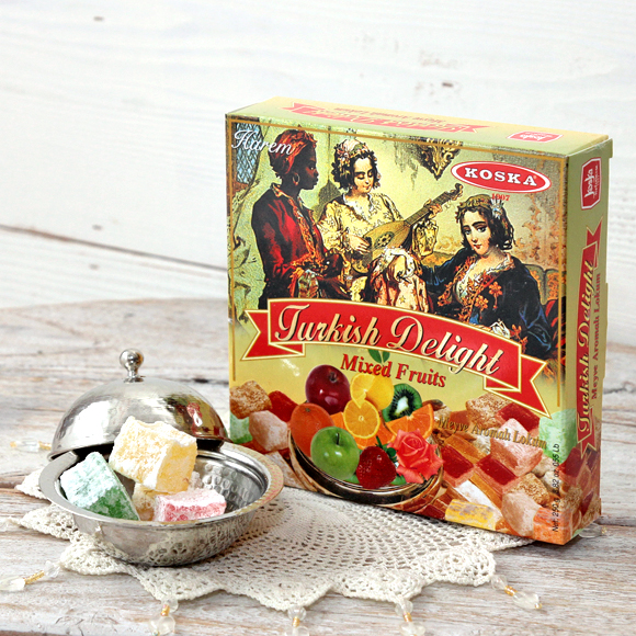 楽天市場 ロクム フルーツミックス ターキッシュ ディライト250ｇ トルコのお菓子 Turkish Delight Lokum Fruit Mix Koska社 ガラタバザール キリム 雑貨