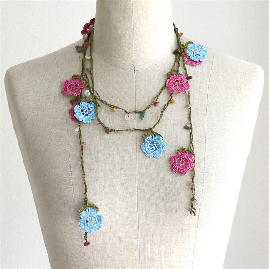 楽天市場】トルコのレース「オヤ」ネックレスかぎ針編みの