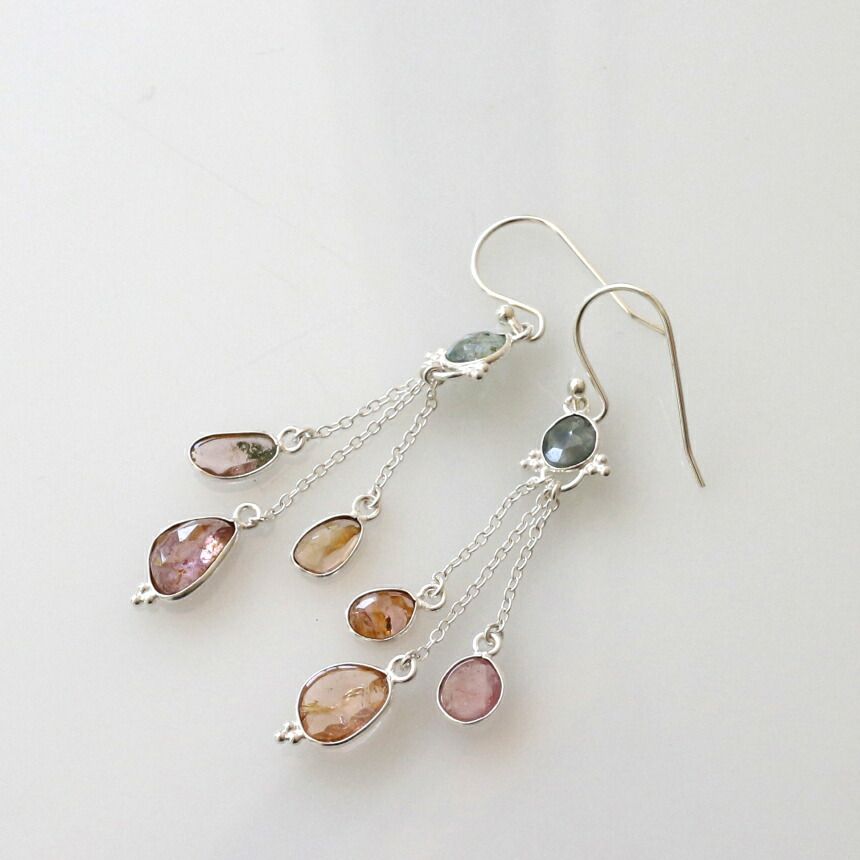 【10%OFFクーポン対象】ウォーターメロントルマリン シルバー ピアス フリンジピアス Jaipur ジャイプールジュエリー silver925