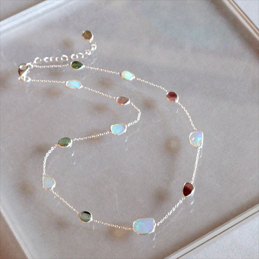 オパール トルマリン シルバーネックレス Jaipur, Jewelry INDIA｜ガラタバザール（キリム＆ラグ）