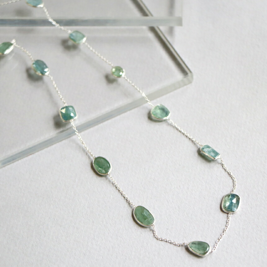 【10%OFFクーポン対象】カイヤナイト シルバー ロングネックレス90cm Jaipur jewelry Kyanite silver necklace