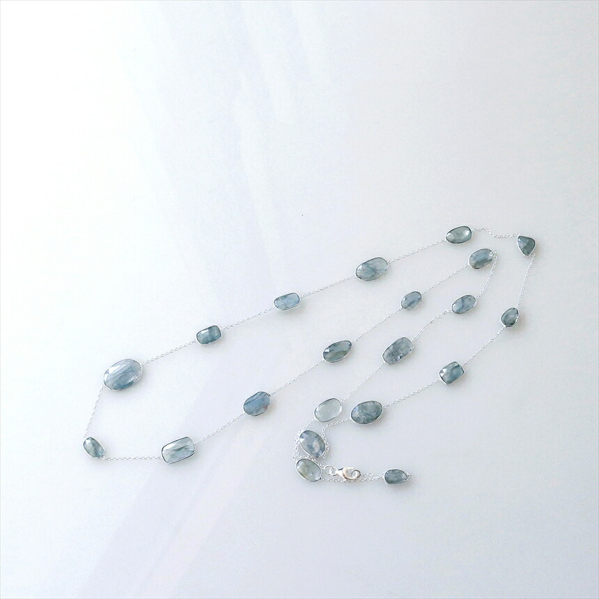 【10%OFFクーポン対象】グリーンカイヤナイト シルバー ロングネックレス90cm Jaipur ジャイプールジュエリー silver925