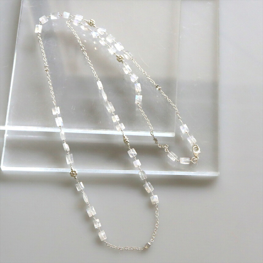 【10%OFFクーポン対象】レインボームーンストーン シルバーロングネックレス Jaipur ジャイプールジュエリー silver925