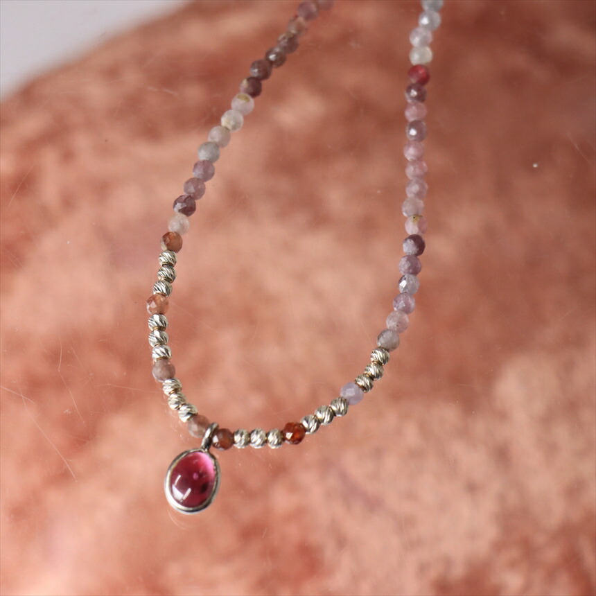【10%OFFクーポン対象】ガーネット トルマリン 小粒ビーズ　ネックレス Jaipur ジャイプールジュエリー silver925 7,623円