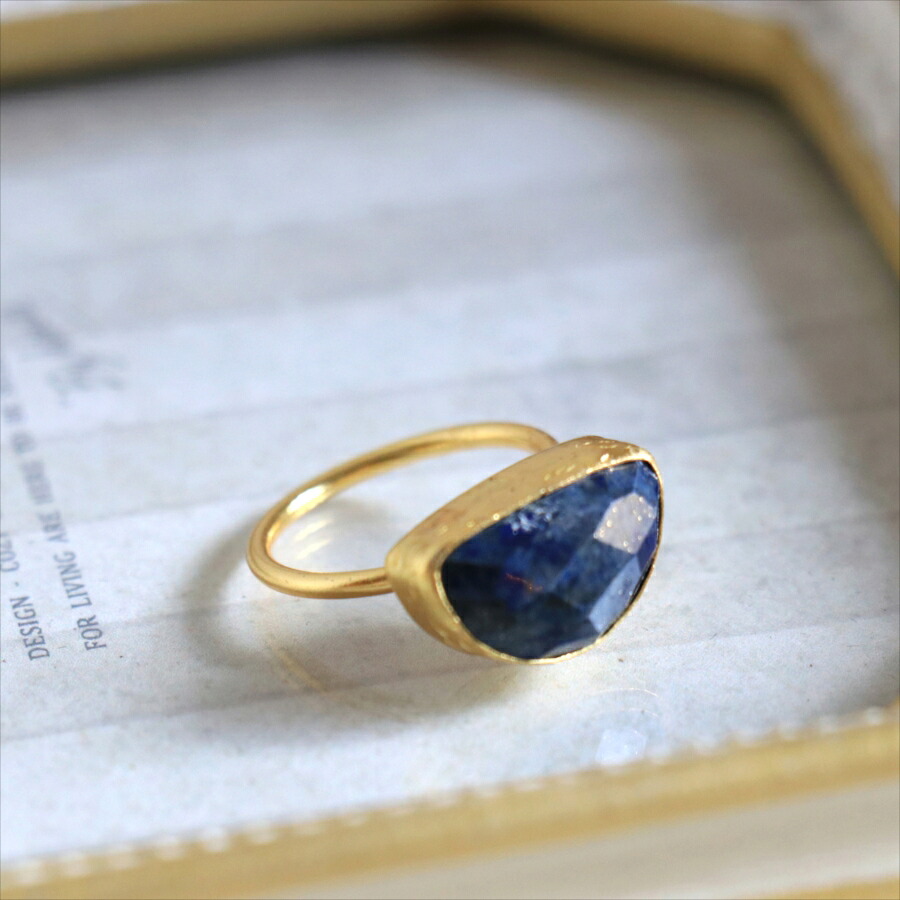 【10%OFFクーポン対象】アルサメイア ゴールドプレーテッドリング トルコジュエリー クォータームーン・ラピスラズリ Lapis lazuli Ring