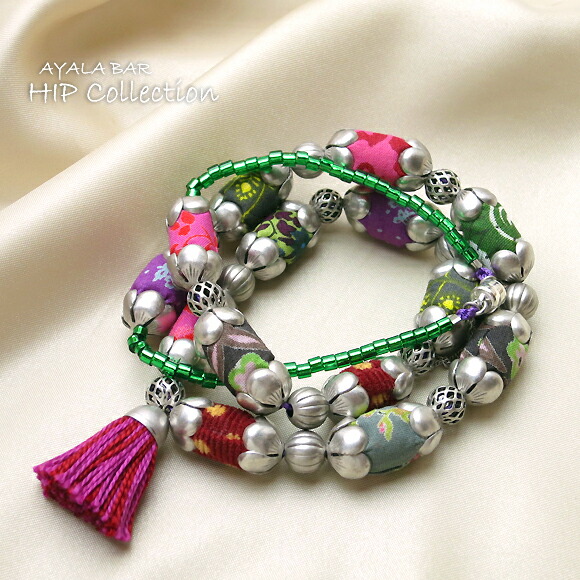【10%OFFクーポン対象】アヤラ・バーHip Collection３重のスパイラルブレスレットピンク＆グレー