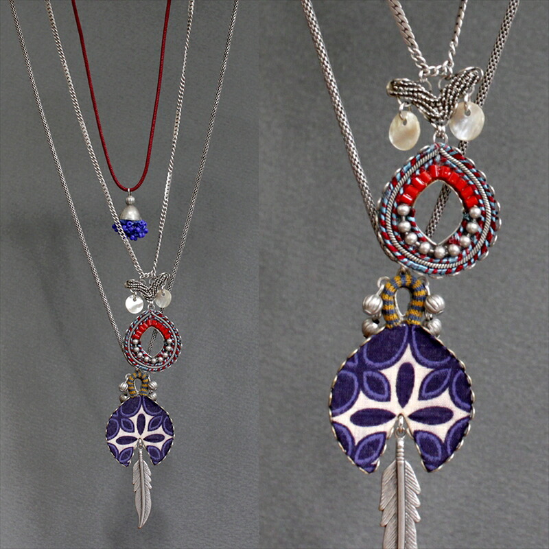 【10%OFFクーポン対象】アヤラ・バー　ロングネックレス３連Rainbow collection Cobalt blue