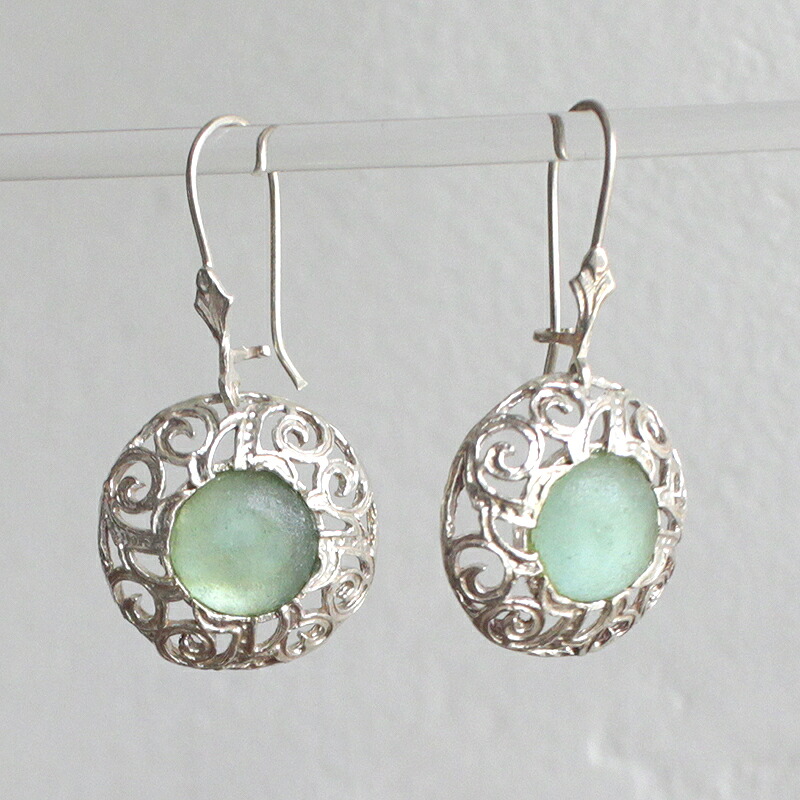 【10%OFFクーポン対象】The Roman Glass Company ローマングラスカンパニー古代ガラス＆シルバーピアスgsr173