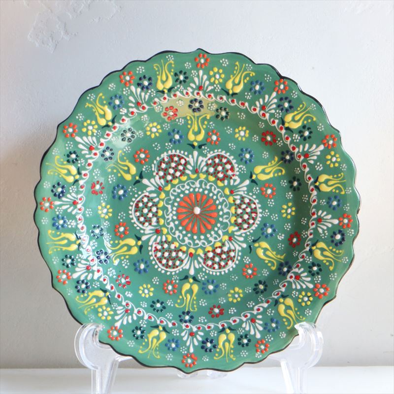 トルコ製/手描き・陶器・絵皿・プレート18cm２枚 p212.jpg