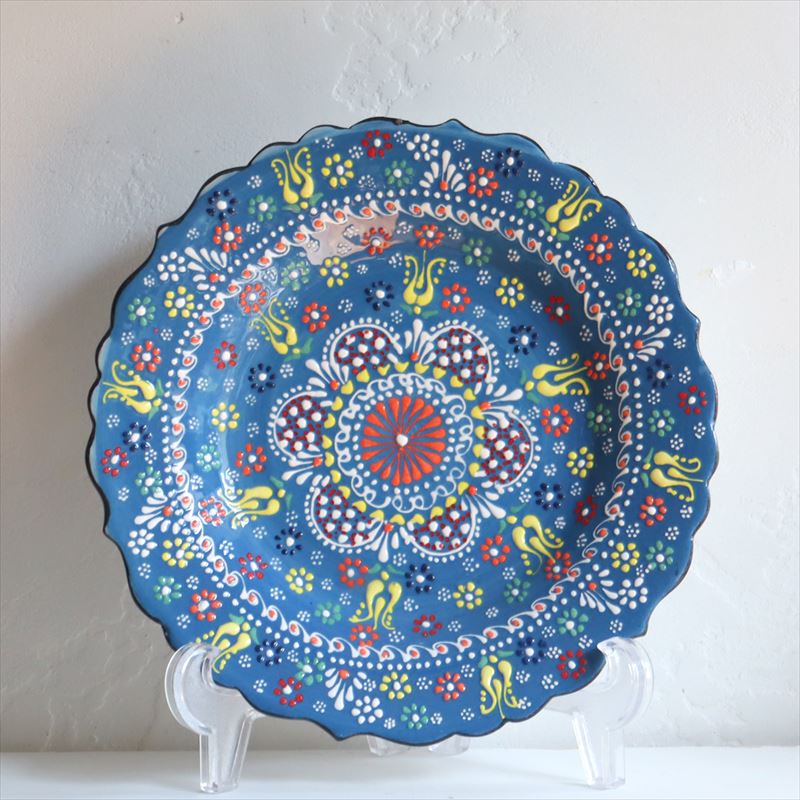トルコ　陶器皿 楽天市場】トルコ・手描き絵皿 キュタフヤ陶器 プレート25cm