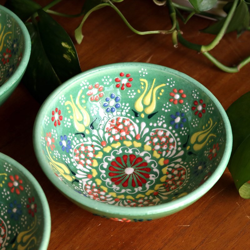 カラフル手描き陶器ボウル6個セット pbowl18-024.jpg