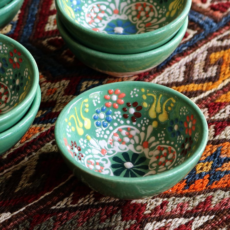 キュタフヤ小皿　小物入れ　陶器　トルコ製　伝統工芸品　10個セット キュタフヤ小皿 小物入れ 陶器 トルコ製 伝統工芸品 10個セット 10個