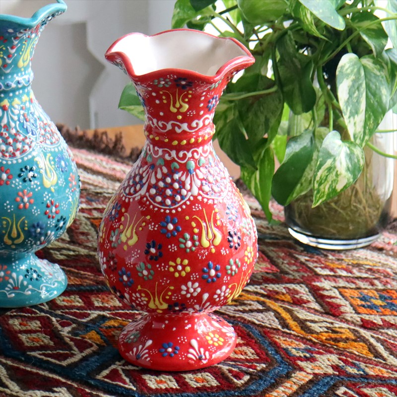 楽天市場】トルコ陶器 花瓶 チューリップ型 Sサイズ 高さ15×直径7.5cm