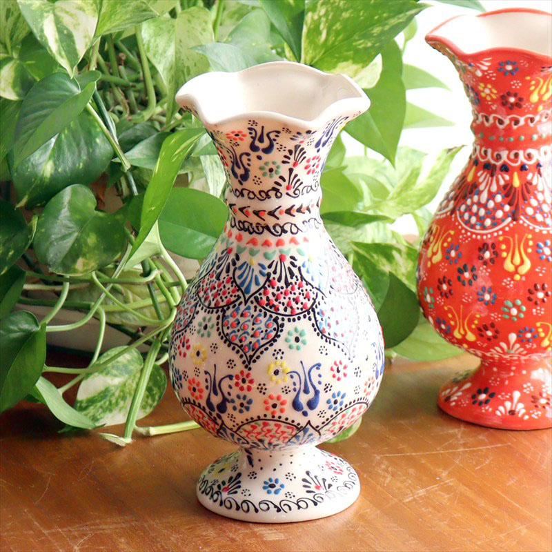 楽天市場】トルコ陶器 花瓶 チューリップ型 Sサイズ 高さ15×直径7.5cm