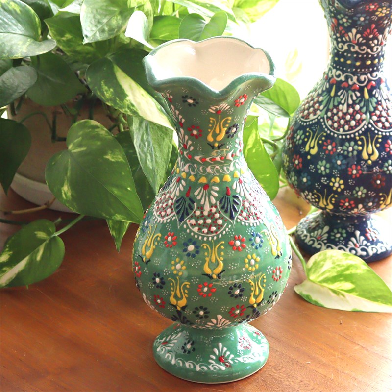 楽天市場】トルコ陶器 花瓶 一輪挿し フラワーベース 高さ20×直径12cm
